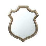 24" Distressed Metallic Crest Shape Wall Mounted Accent Mirror Framed