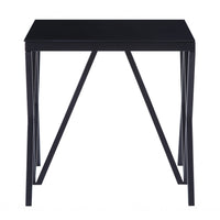 21" Black Glass And Metal Square End Table
