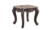 26" Cherry And Marble Marble And Solid Wood Square End Table