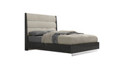 Queen Dark Grey High Gloss Bed Frame with Faux Leather Headboard