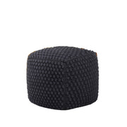 18" Black Cotton Blend Pouf Ottoman