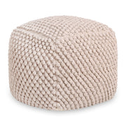 18" Ivory Cotton Blend Pouf Ottoman