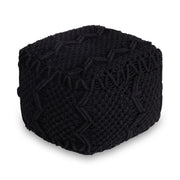 18" Black Cotton Blend Pouf Ottoman