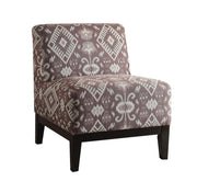 28" Purple Chenille And Black Ikat Slipper Chair