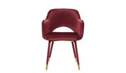 22" Red Velvet And Gold Solid Color Parsons Chair