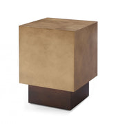 24" Antiqued Copper And Light Brown Metal Square End Table