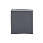 18" Gray Linen Floral Ottoman