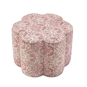 25" Red Linen Specialty Ottoman