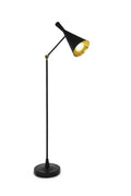 60" Black Adjustable Floor Lamp With Black And Gold Cone Shade