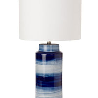 Set of Two 30" Blue And White Swirl Ceramic Table Lamps With White Shade