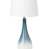 Set Of Two 31" Blue And White Glass Table Lamps With White Empire Shade