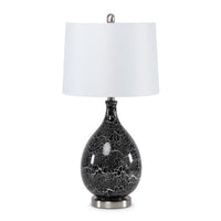 28" Gray And Silver Glass Table Lamp With White Empire Shade