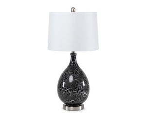 28" Gray And Silver Glass Table Lamp With White Empire Shade