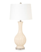 33" Ivory Curvy Ceramic Table Lamp With White Empire Shade