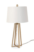 Set of Two 29" Gold  Metal Open Geometric Table Lamps With Off White Shade
