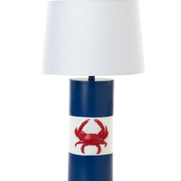 Set Of Two 31" Red White And Blue Crab Table Lamps With White Empire Shade