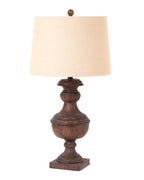 31" Distressed Brown Table Lamp With Tan Empire Shade