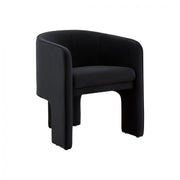 24" Black Velvet Mod Three Leg Arm Chair