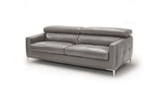 79" Dark Grey Genuine Leather and Silver Standard Sofa