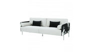 89" White Faux Cowhide and Silver Sofa