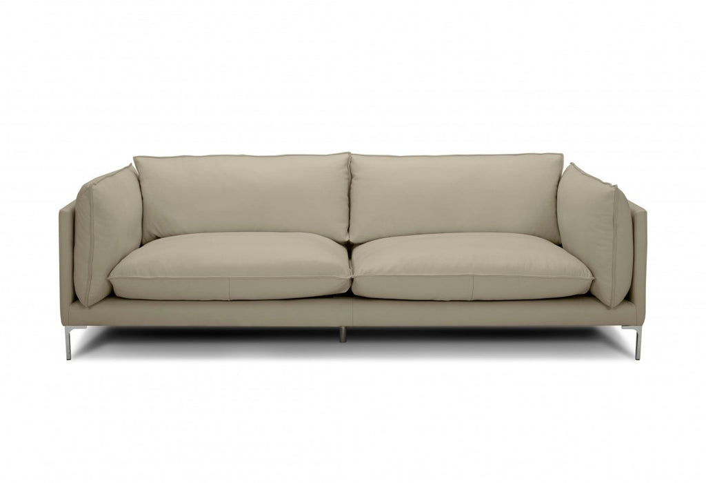 96" Taupe Top Grain Leather Standard Sofa