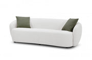 90" Off White Textured Fabric Standard Sofa