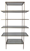 59" Clear And Gold Iron Five Tier Etagere Bookcase