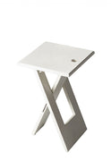 18" White Solid Wood Square Folding End Table