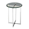 21" Silver Geo Base and Glass Round End Table