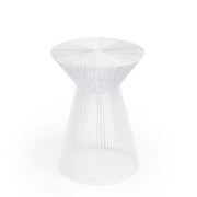 18" White Cinched Iron Round Top End Table