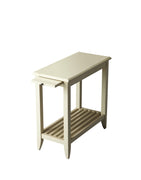 24" Cream White Rectangular End Table With Shelf