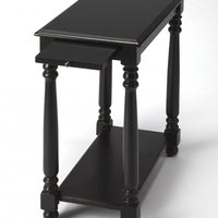 24" Black Manufactured Wood Rectangular End Table With Shelf