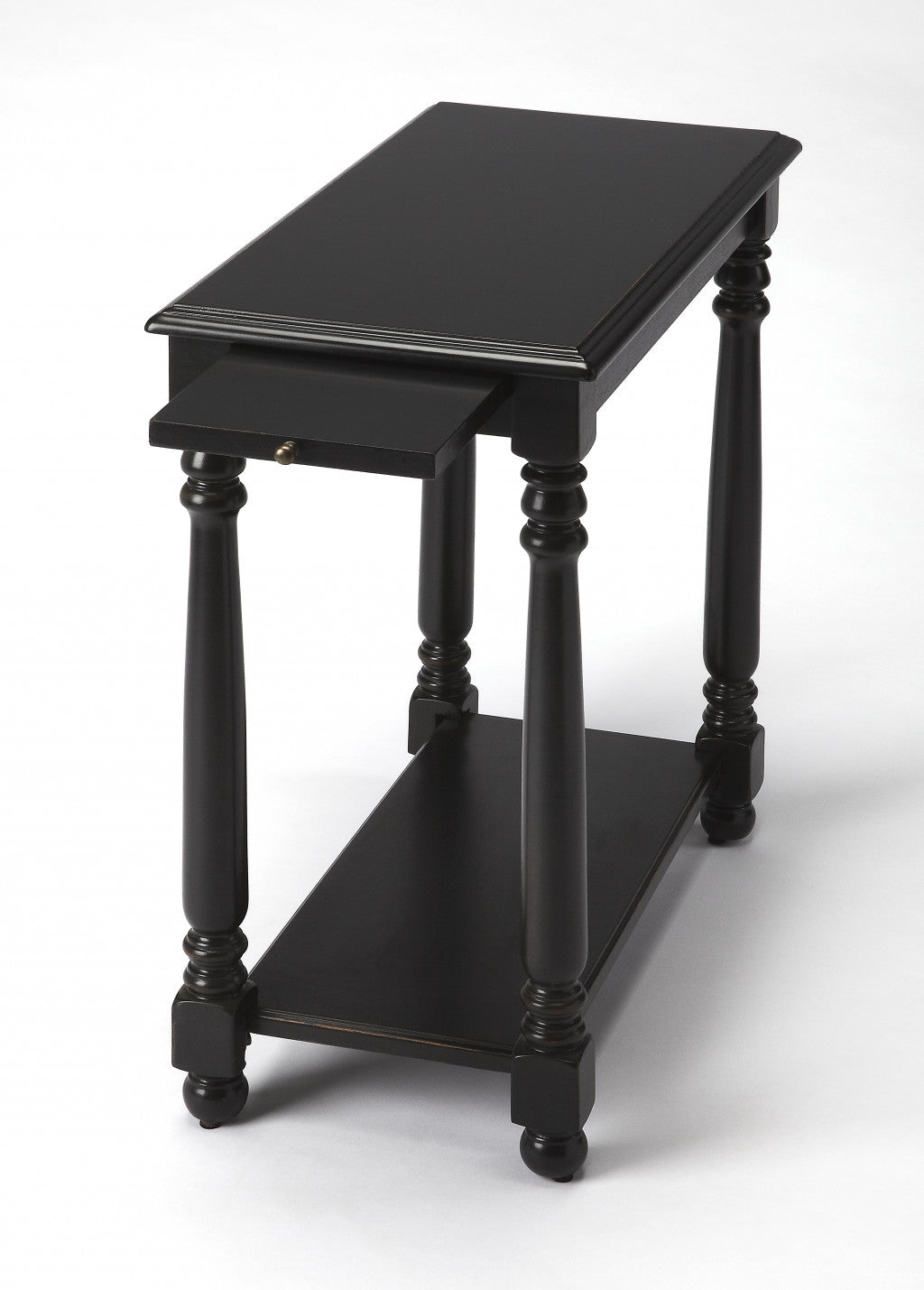 24" Black Manufactured Wood Rectangular End Table With Shelf