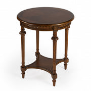 27" Medium Brown Manufactured Wood Round End Table With Shelf
