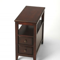 24" Dark Brown Manufactured Wood End Table With Two Drawers And Shelf