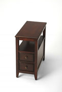24" Dark Brown Manufactured Wood End Table With Two Drawers And Shelf