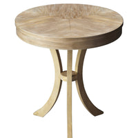 26" Beige Distressed Round Three Leg End Table