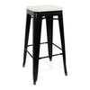 31" Black and White Backless Counter Height Bar Chair With Footrest
