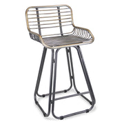 24" Gray Low Back Slat Design Metal Chair