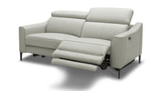 60" Grey Genuine Leather And Black Power Reclining Love Seat with USB