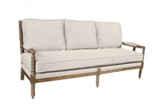 75" Ivory Linen Blend and Brown Standard Sofa