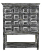 40" Distressed Wash Dark Gray Solid Wood Two Door Accent Cabinet