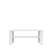 35" White Rectangular Coffee Table With Shelf