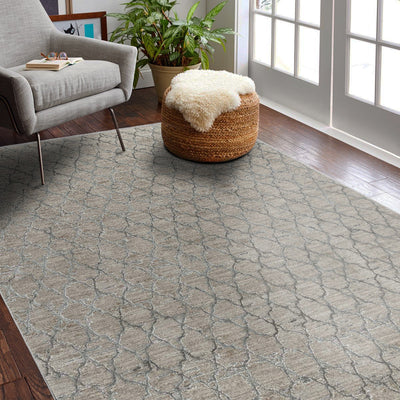 5' X 8' Beige Moroccan Stain Resistant Area Rug