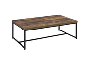 47" Black And Weathered Oak Manufactured Wood And Metal Rectangular Coffee Table
