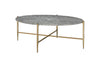 48" Champagne And Faux Marble Oval Coffee Table