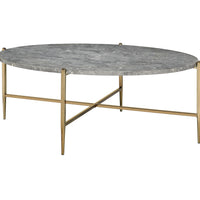 48" Champagne And Faux Marble Oval Coffee Table