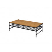47" Black And Oak Solid Wood Rectangular Coffee Table With Shelf