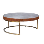 36" Silver And Cocoa Aluminum Round Coffee Table