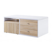 47" White High Gloss Manufactured Wood Rectangular Coffee Table With Four Drawers